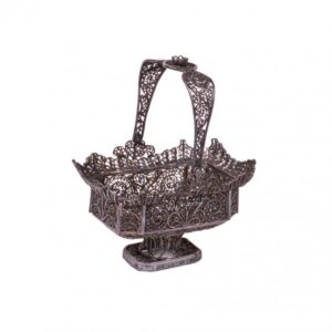 Russian silver filigree vase in the shape of bascet — image 1