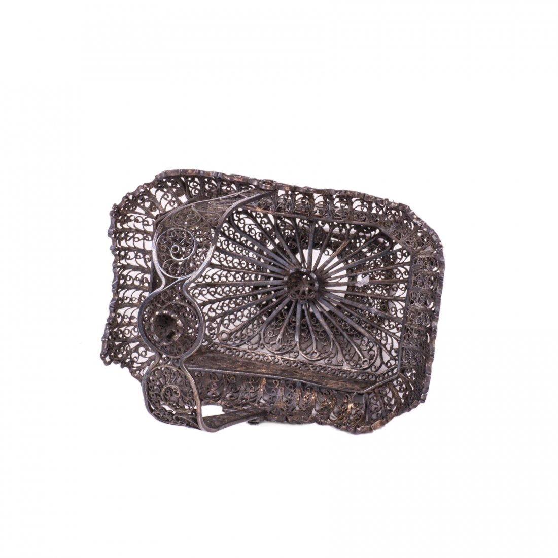 Russian silver filigree vase in the shape of bascet — image 3