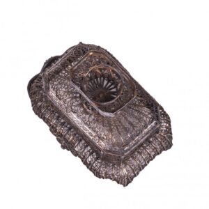 Russian silver filigree vase in the shape of bascet — image 4