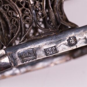 Russian silver filigree vase in the shape of bascet — image 5