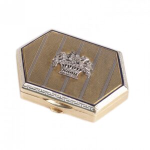 Small 18K gold and enamel box for pills with diamonds — image 1