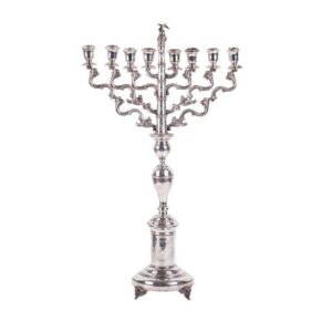 Unusual silver Hanukkah transformable menorah — image 1