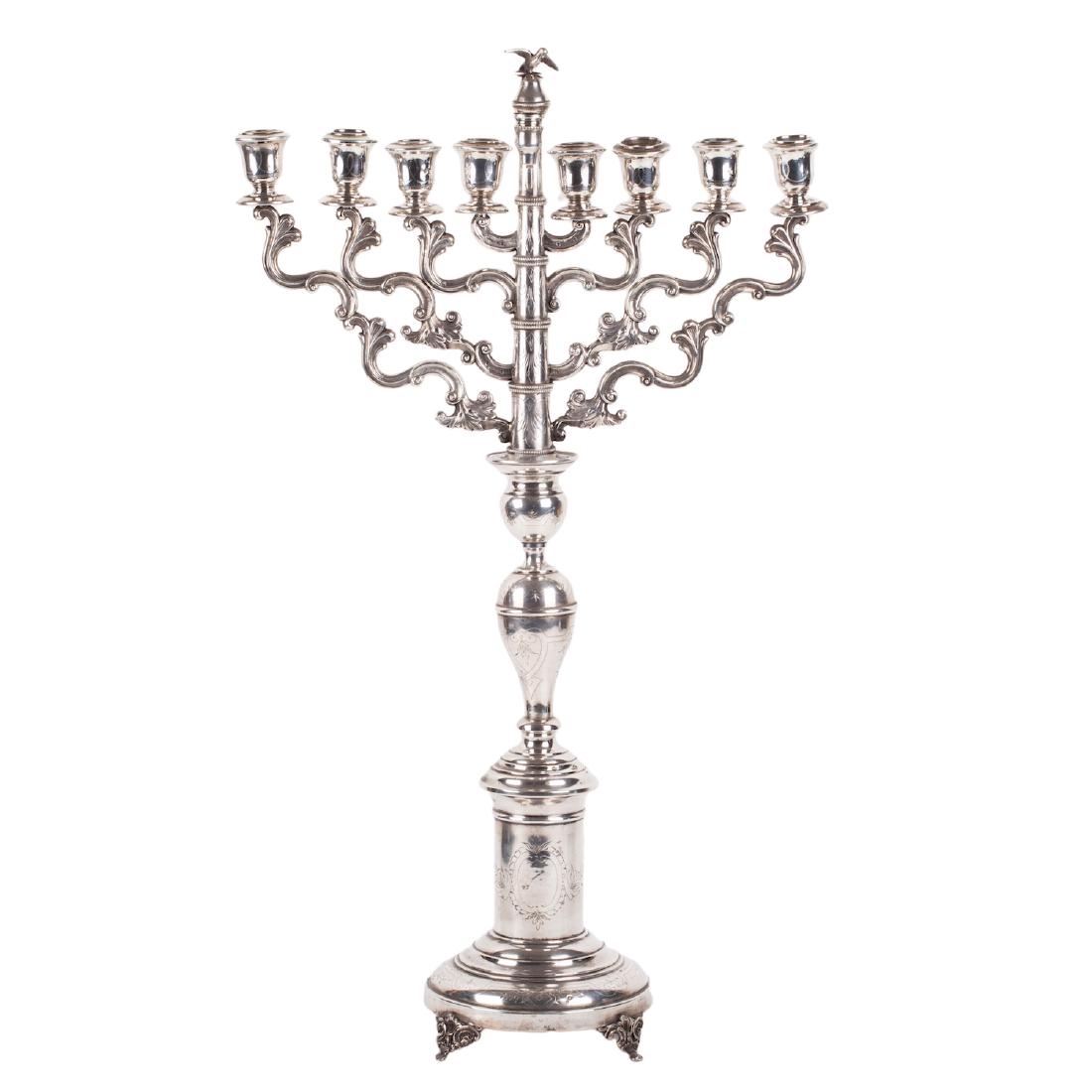 Unusual silver Hanukkah transformable menorah — image 2