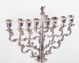Unusual silver Hanukkah transformable menorah — image 3