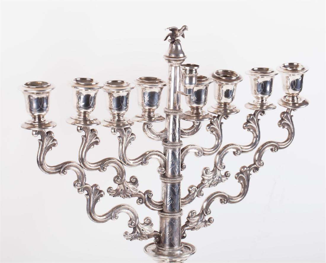 Unusual silver Hanukkah transformable menorah — image 3