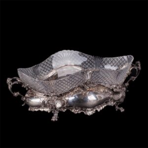 Antique silver jardiniere with glass — image 1