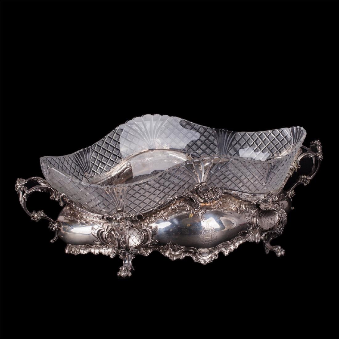 Antique silver jardiniere with glass — image 1