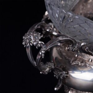 Antique silver jardiniere with glass — image 3