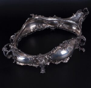 Antique silver jardiniere with glass — image 4