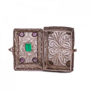 Russian gem-set silver filigree box — image 3
