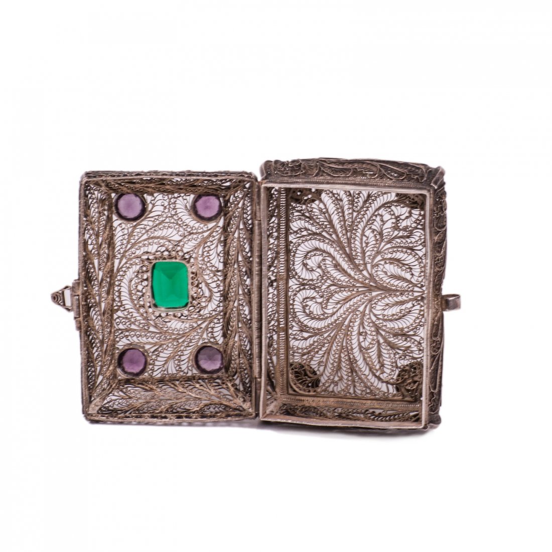 Russian gem-set silver filigree box — image 3
