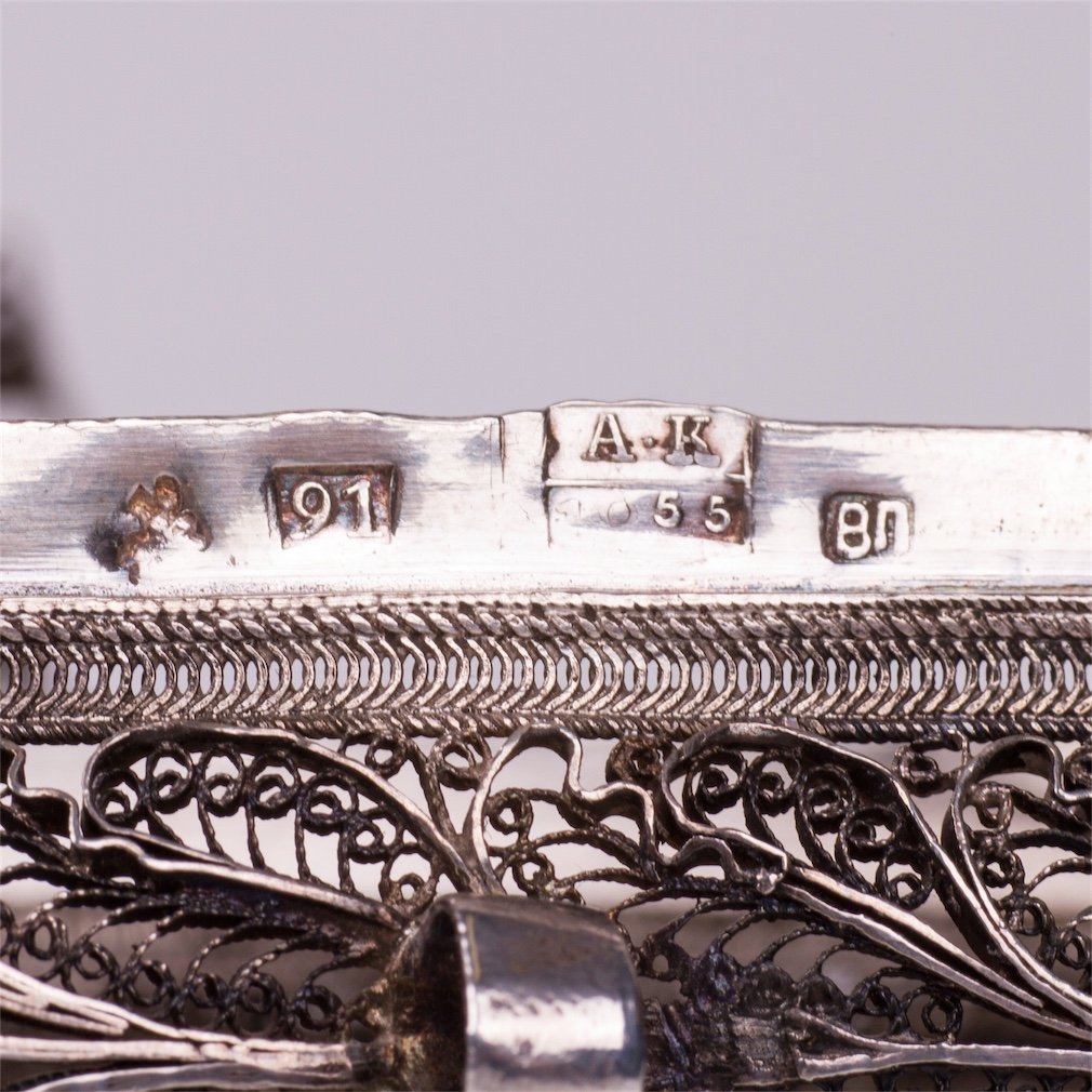 Russian gem-set silver filigree box — image 5