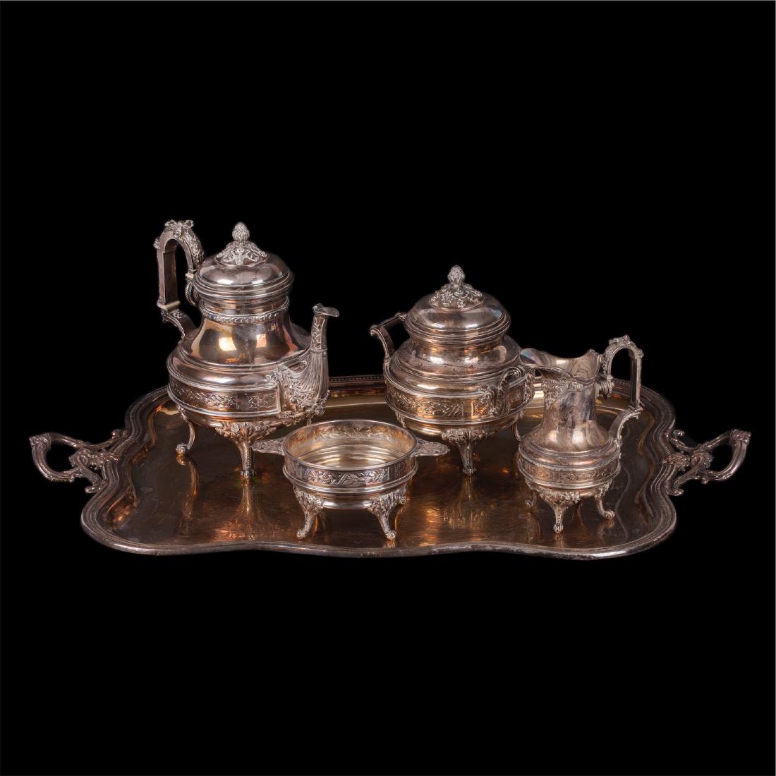 Antique huge silver coffee set in 5 pieces — image 1