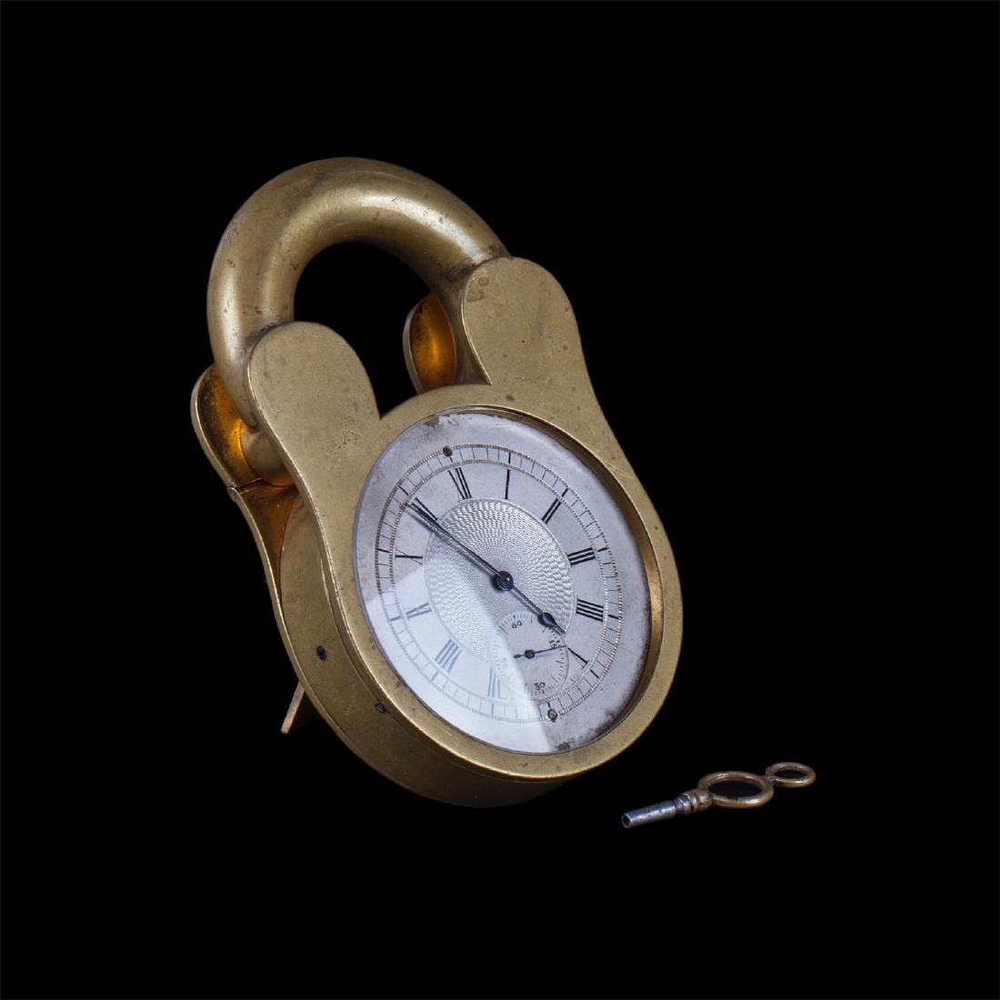 Rare table (travel) clock in the shape of lock — image 1