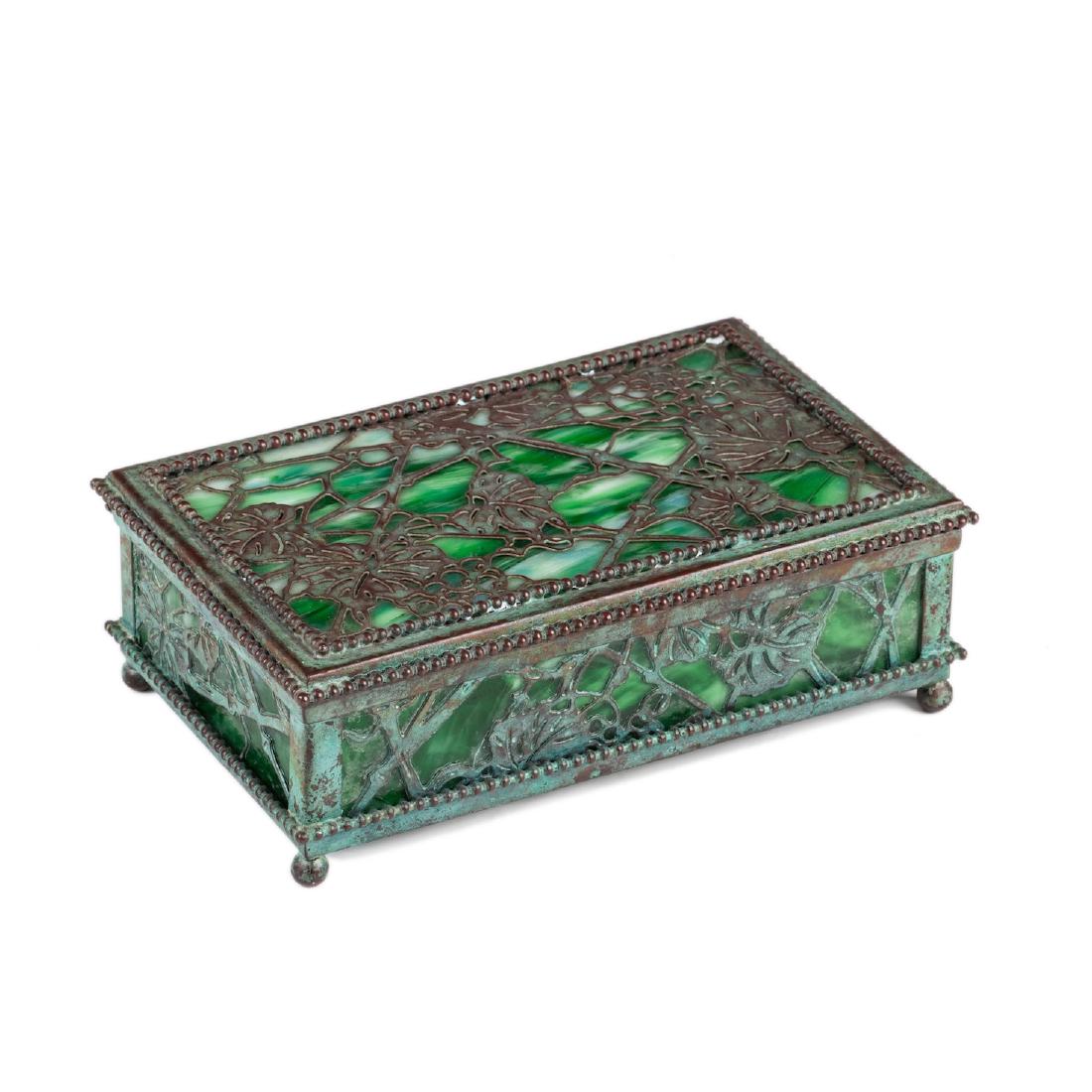Tiffany antique malachite box in a twisted carved metal — image 1