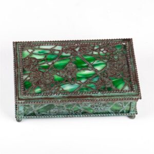 Tiffany antique malachite box in a twisted carved metal — image 2