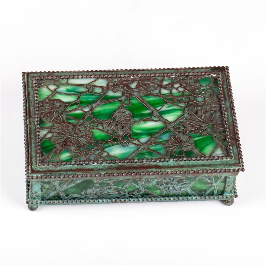 Tiffany antique malachite box in a twisted carved metal — image 2