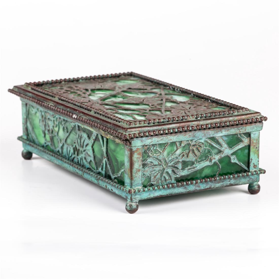 Tiffany antique malachite box in a twisted carved metal — image 3