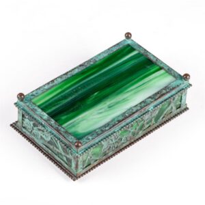 Tiffany antique malachite box in a twisted carved metal — image 4