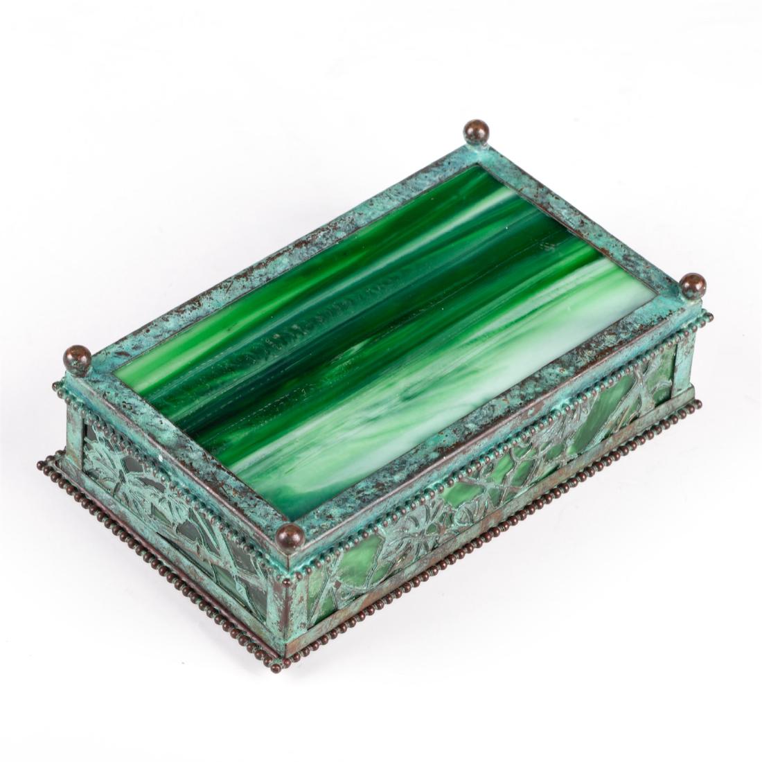Tiffany antique malachite box in a twisted carved metal — image 4