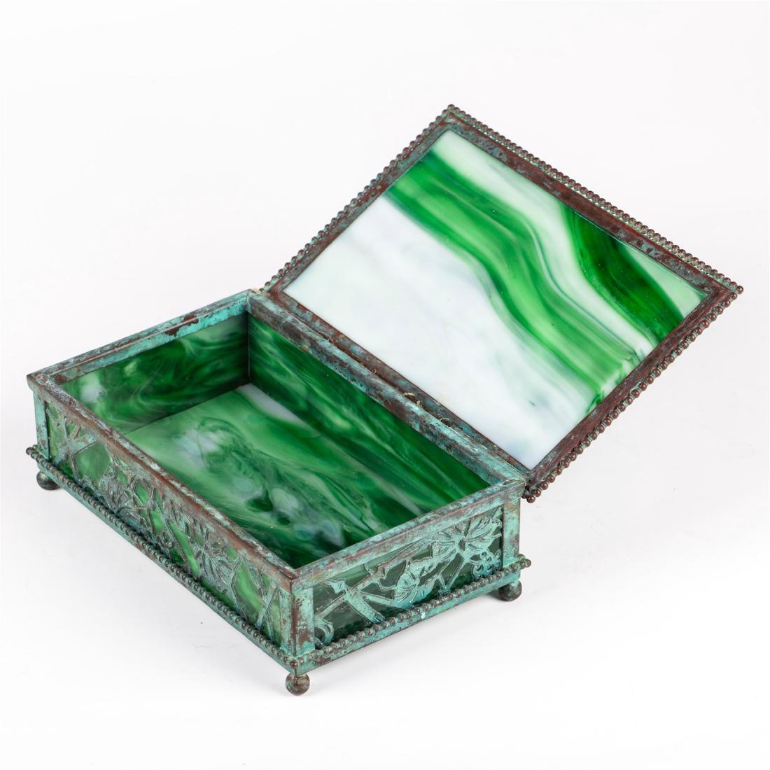 Tiffany antique malachite box in a twisted carved metal — image 5