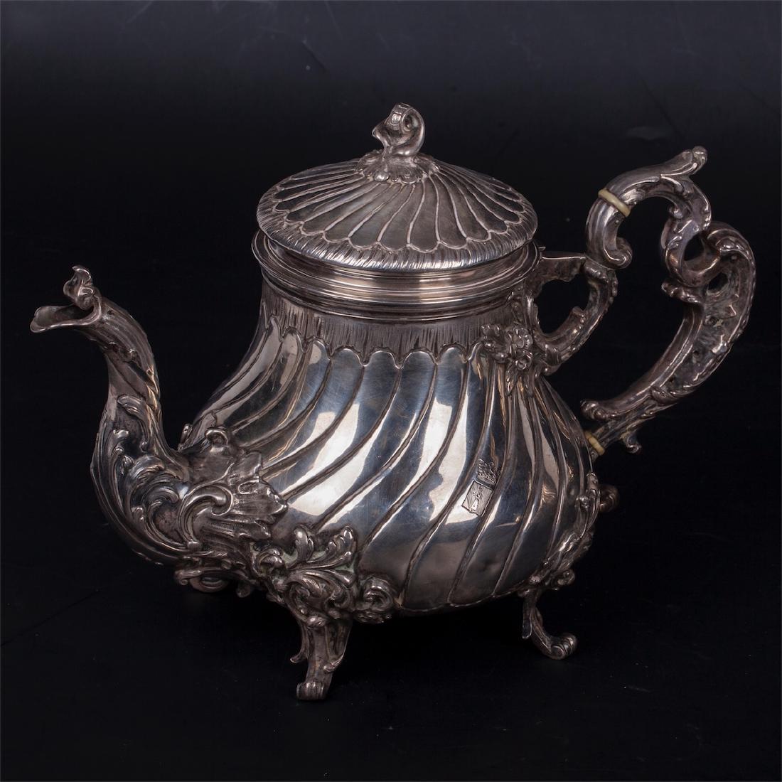 French silver 4-piece tea & coffee set in original oak — image 3