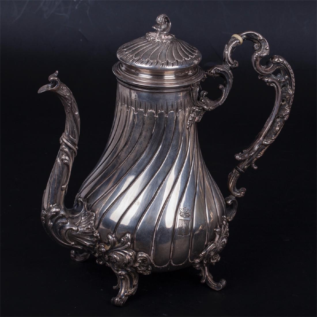 French silver 4-piece tea & coffee set in original oak — image 4