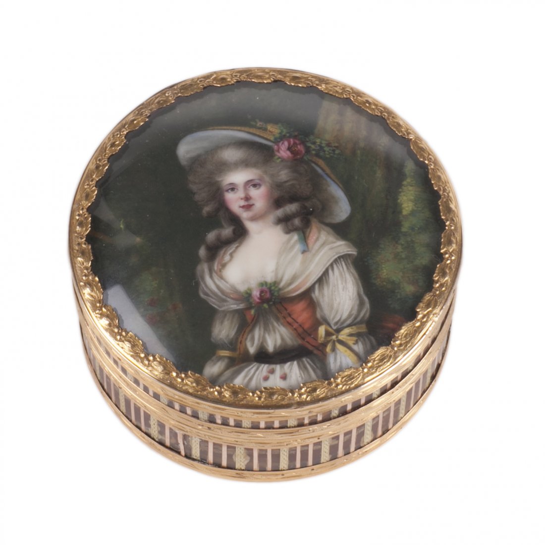 Antique 18K gold tortoise shell jewelry box — image 1