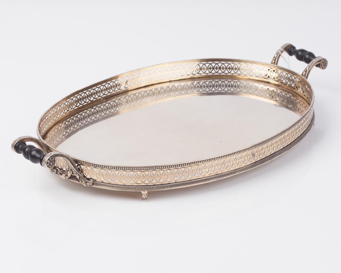 Antique French silver serving tray — image 1