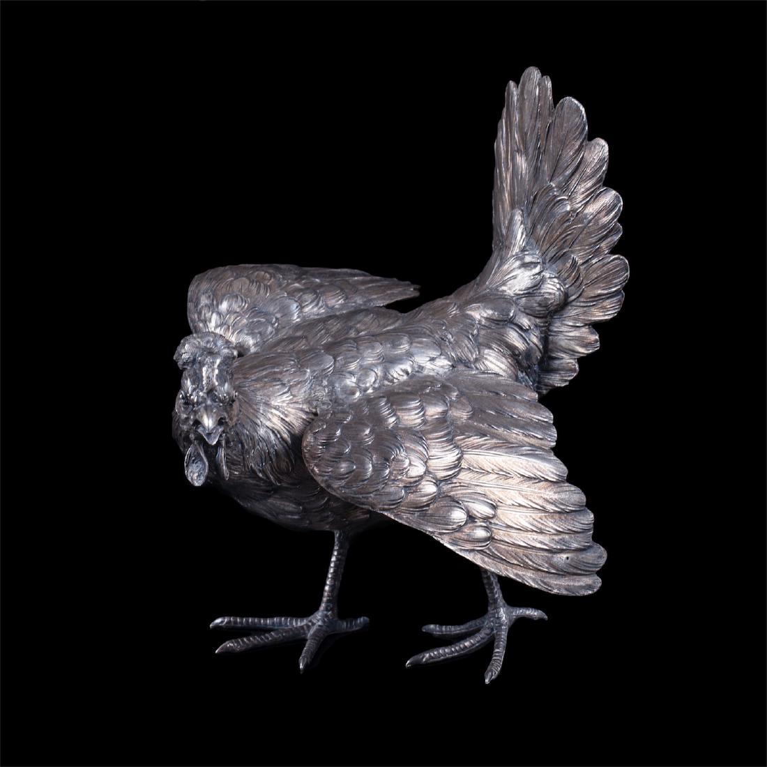 Sterling silver figure of a cock — image 1