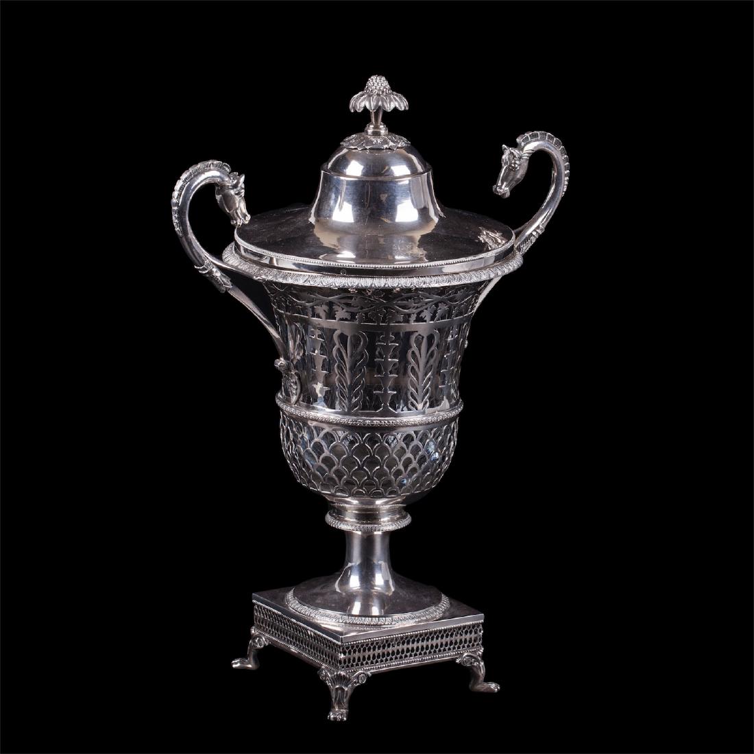 French silver and glass goblet in Empire style — image 1