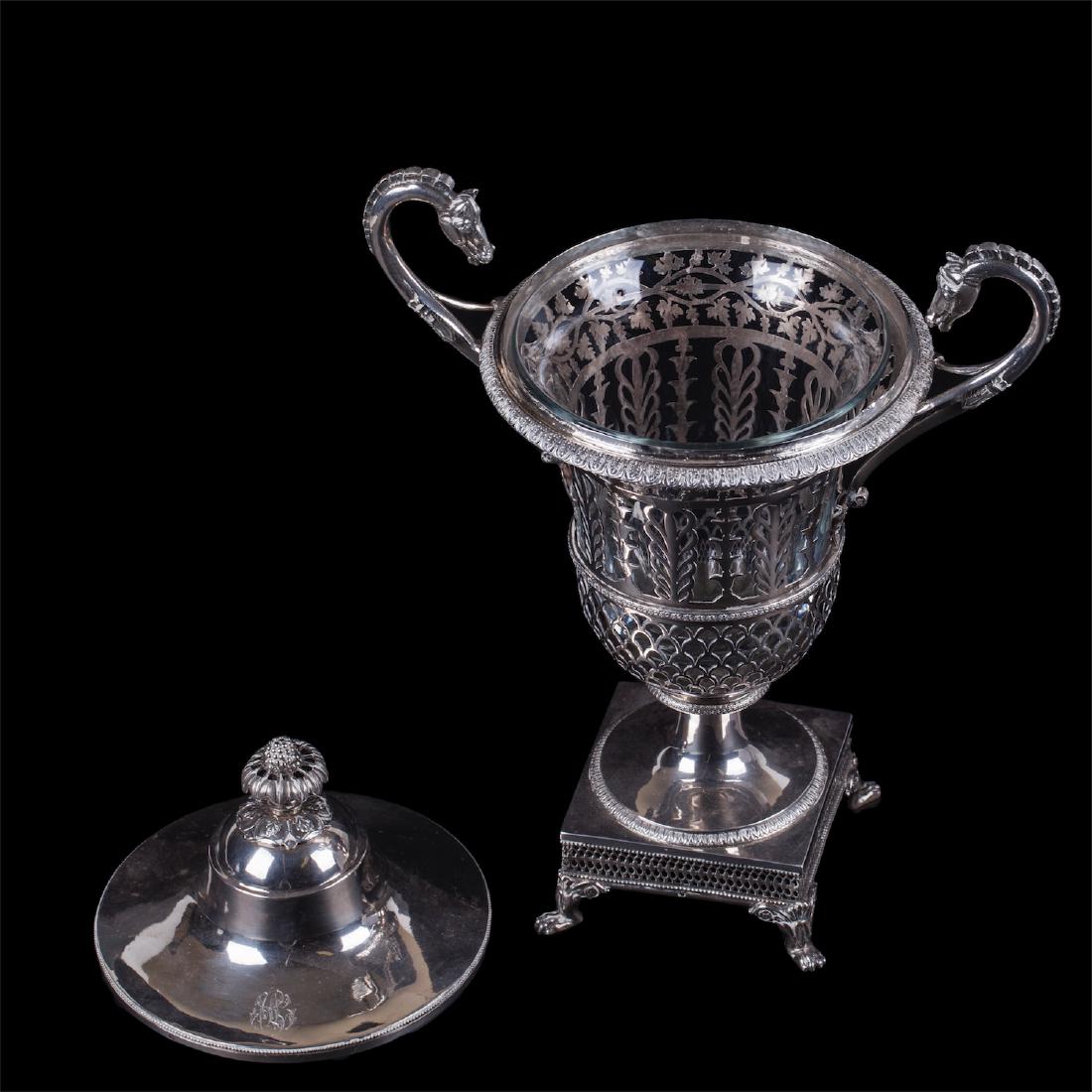 French silver and glass goblet in Empire style — image 4