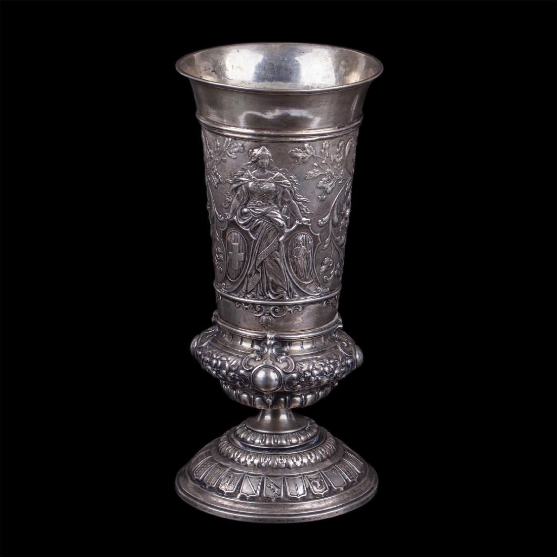 Huge antique German silver goblet — image 1