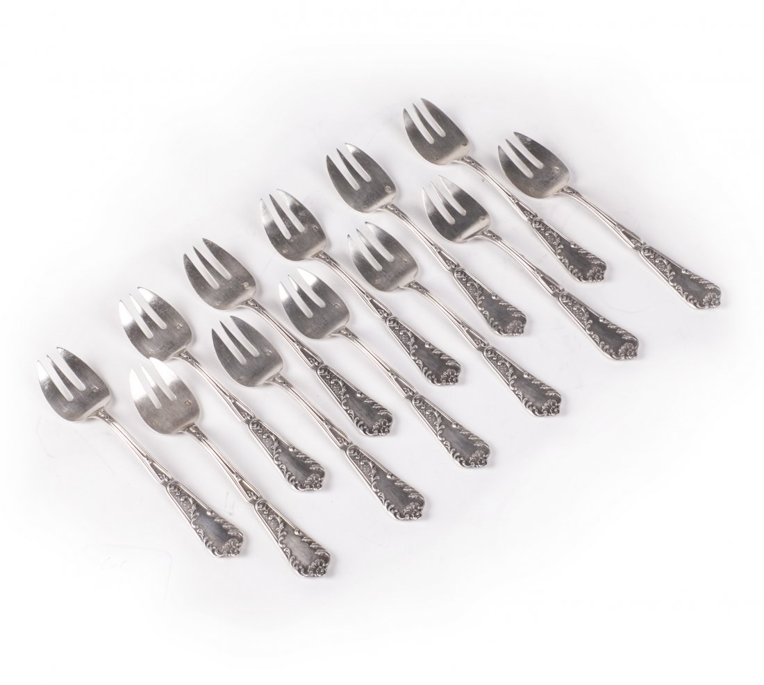 Antique set of 12 forks for oyster — image 1