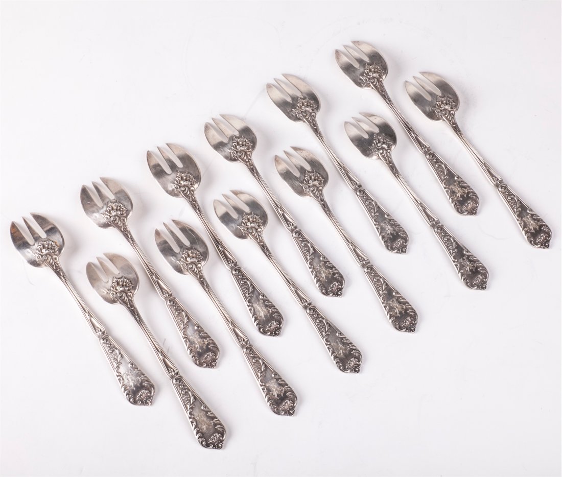 Antique set of 12 forks for oyster — image 3