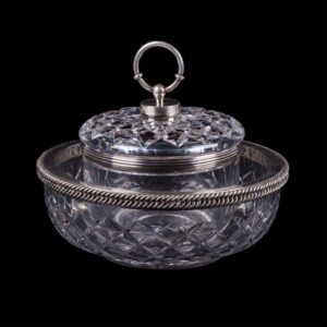 Massive "Hermes" cut glass and silver caviar bowl — image 1