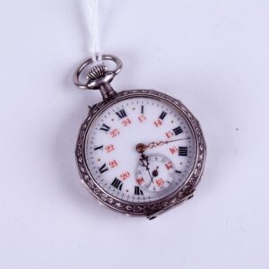 Silver pocket watch with enamel dial. — image 1