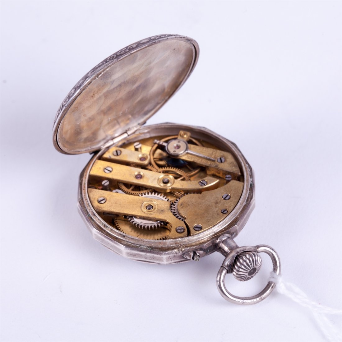 Silver pocket watch with enamel dial. — image 3