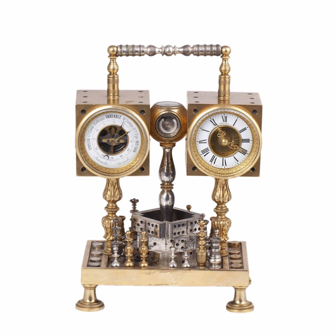 Tiffany desk chess and gambling compendium clock — image 1