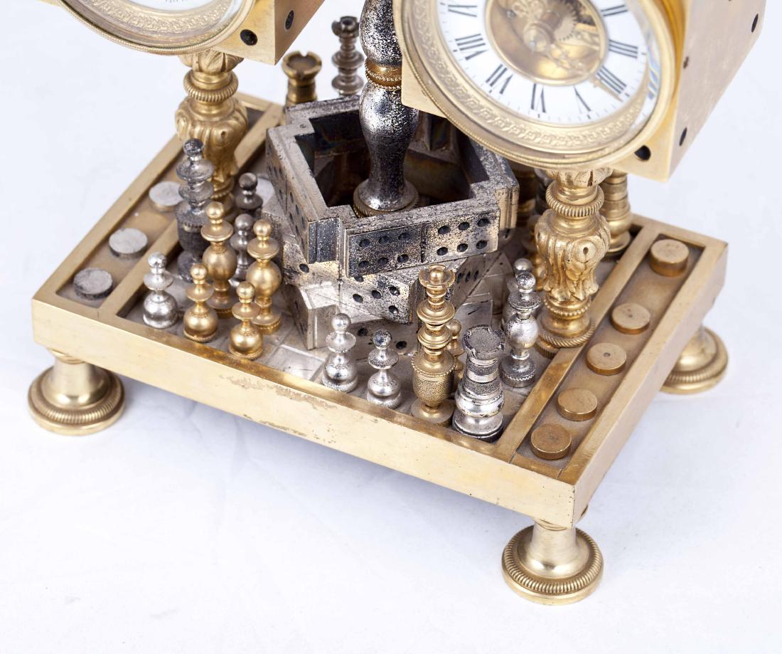 Tiffany desk chess and gambling compendium clock — image 2