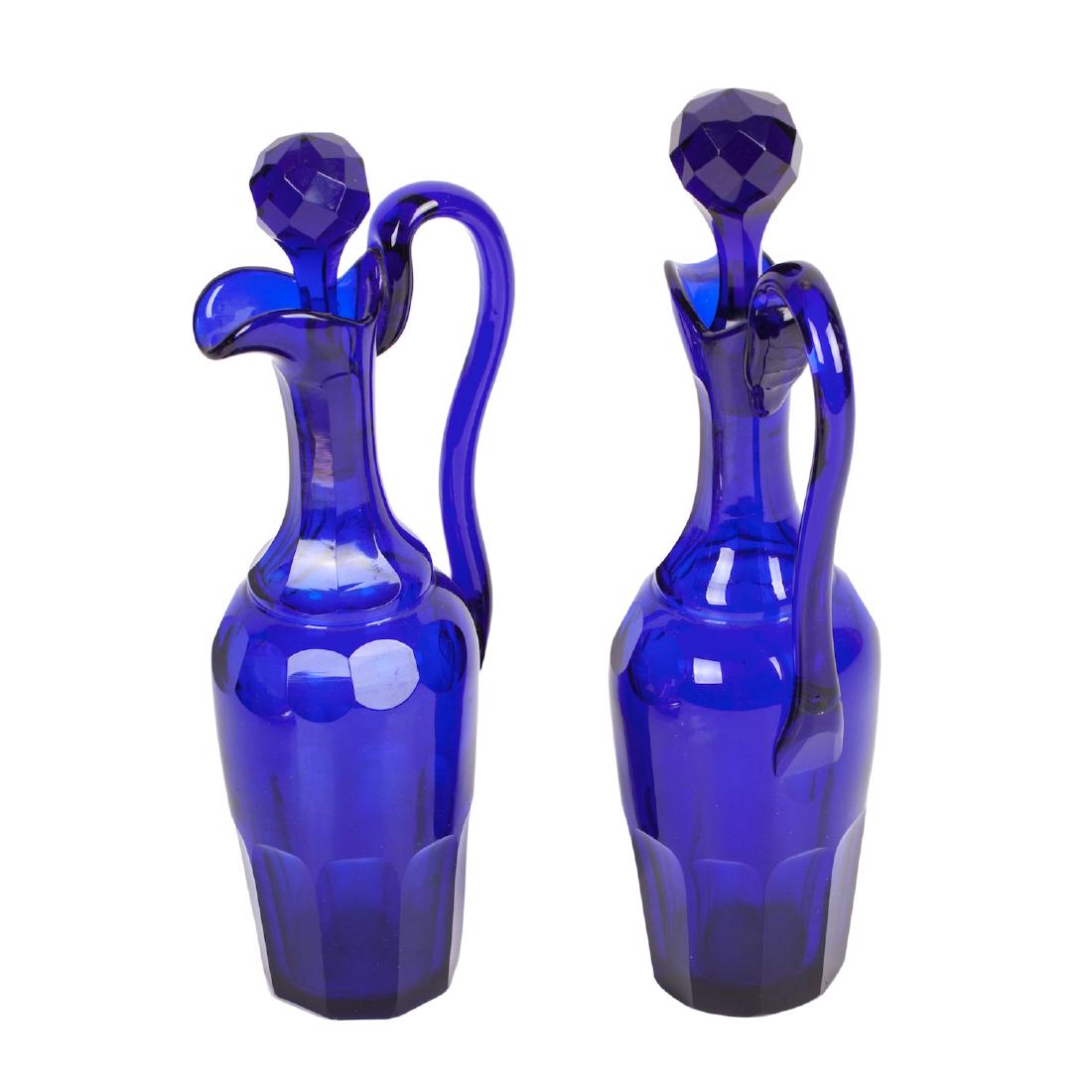Antique French cruet stand with blue glass — image 2