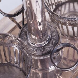 Antique French cruet stand with blue glass — image 5