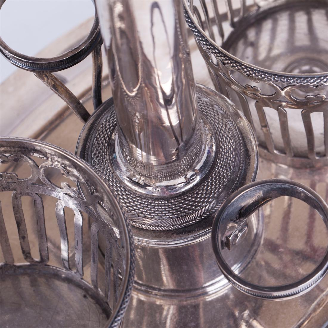 Antique French cruet stand with blue glass — image 5