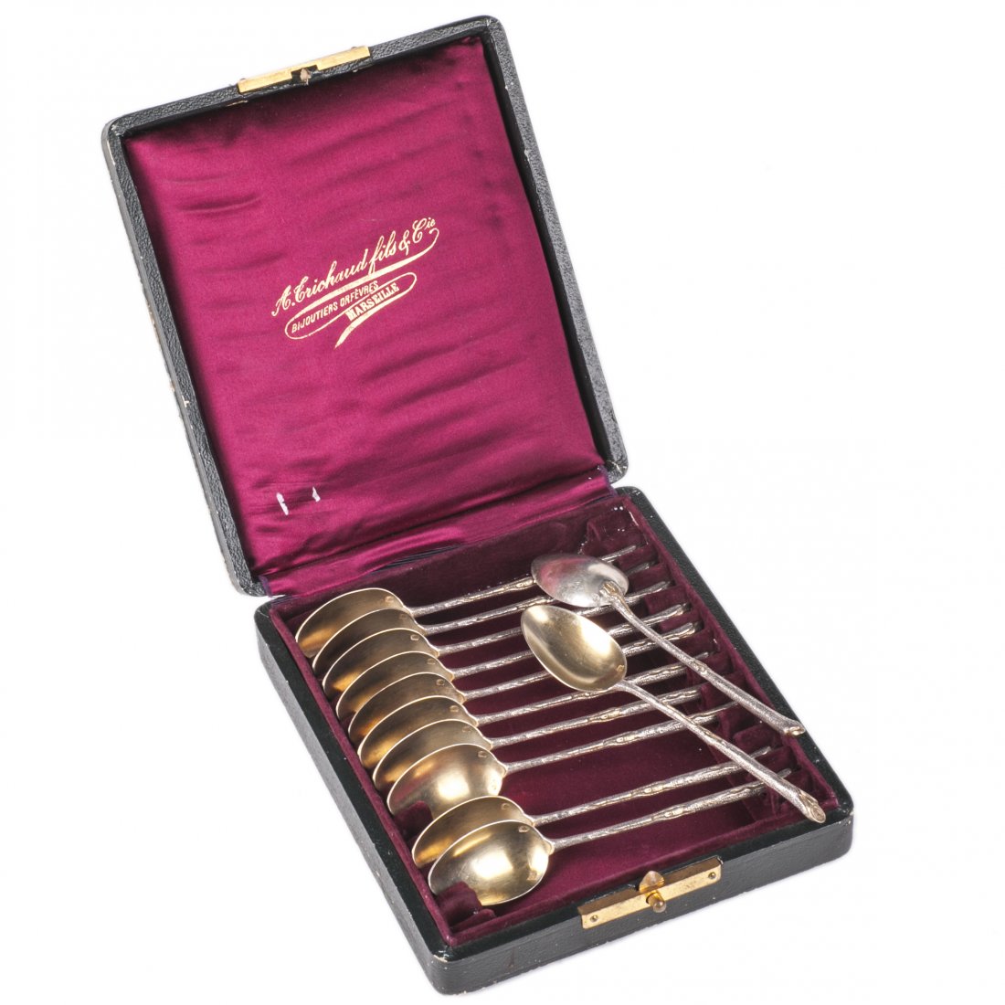 Silver set of 12 spoons in a box — image 1