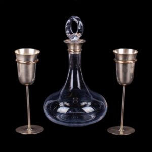 Cartier decanter with silver rope collar & 2 silver — image 1