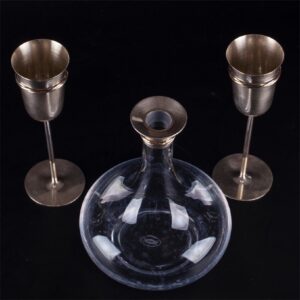 Cartier decanter with silver rope collar & 2 silver — image 2