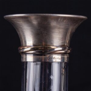 Cartier decanter with silver rope collar & 2 silver — image 3