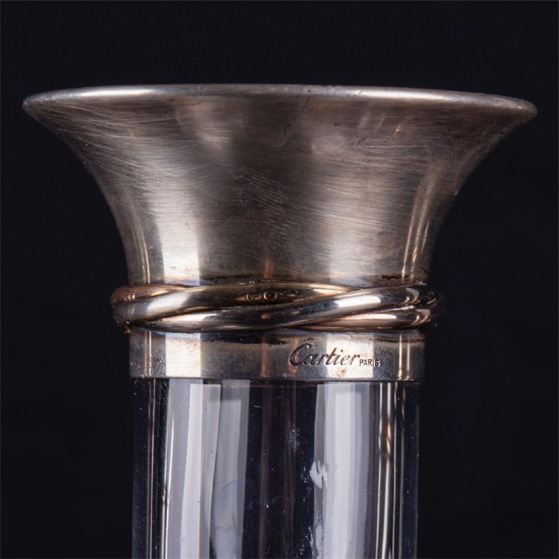 Cartier decanter with silver rope collar & 2 silver — image 3