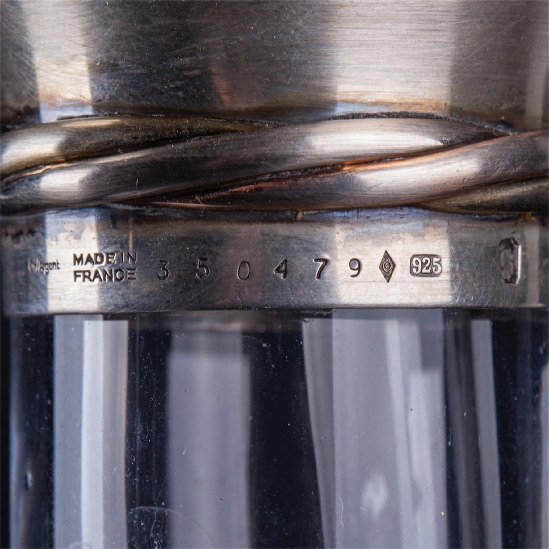 Cartier decanter with silver rope collar & 2 silver — image 8