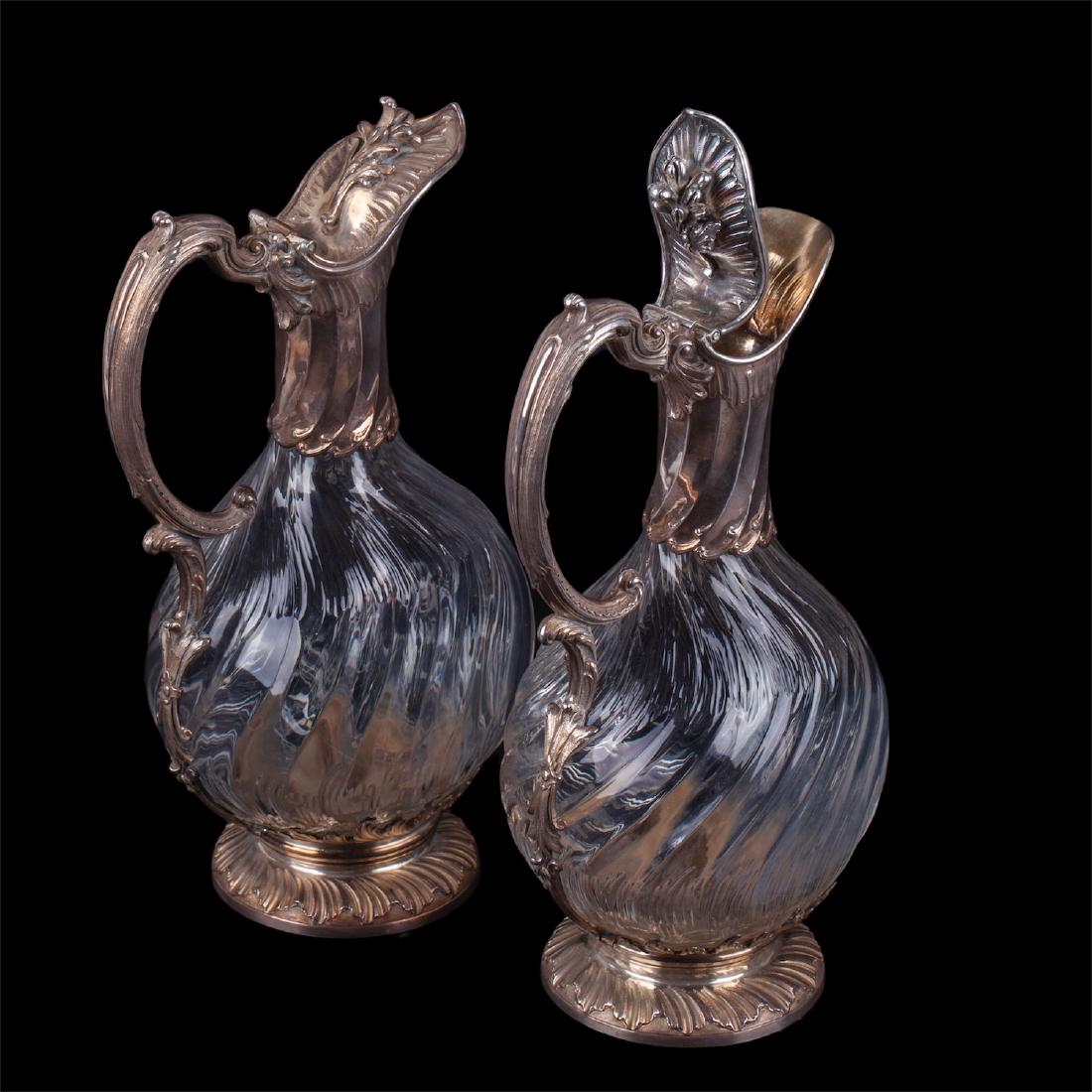French pair of silver mounted claret jugs — image 2